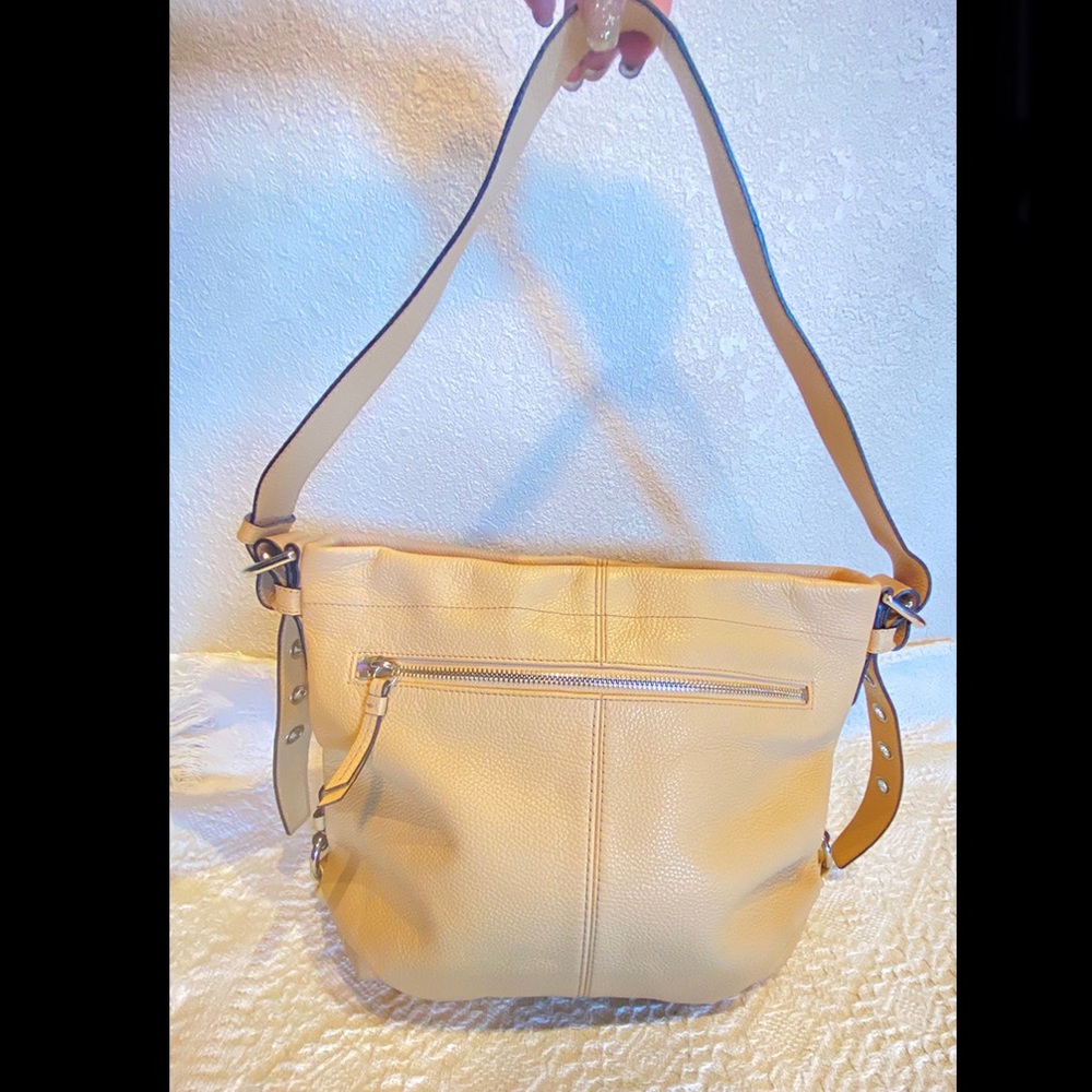 Coach Pebbled Leather Duffle Bag Soho Handbag Mint XL Crossbody East West beige - Picture 16 of 16
